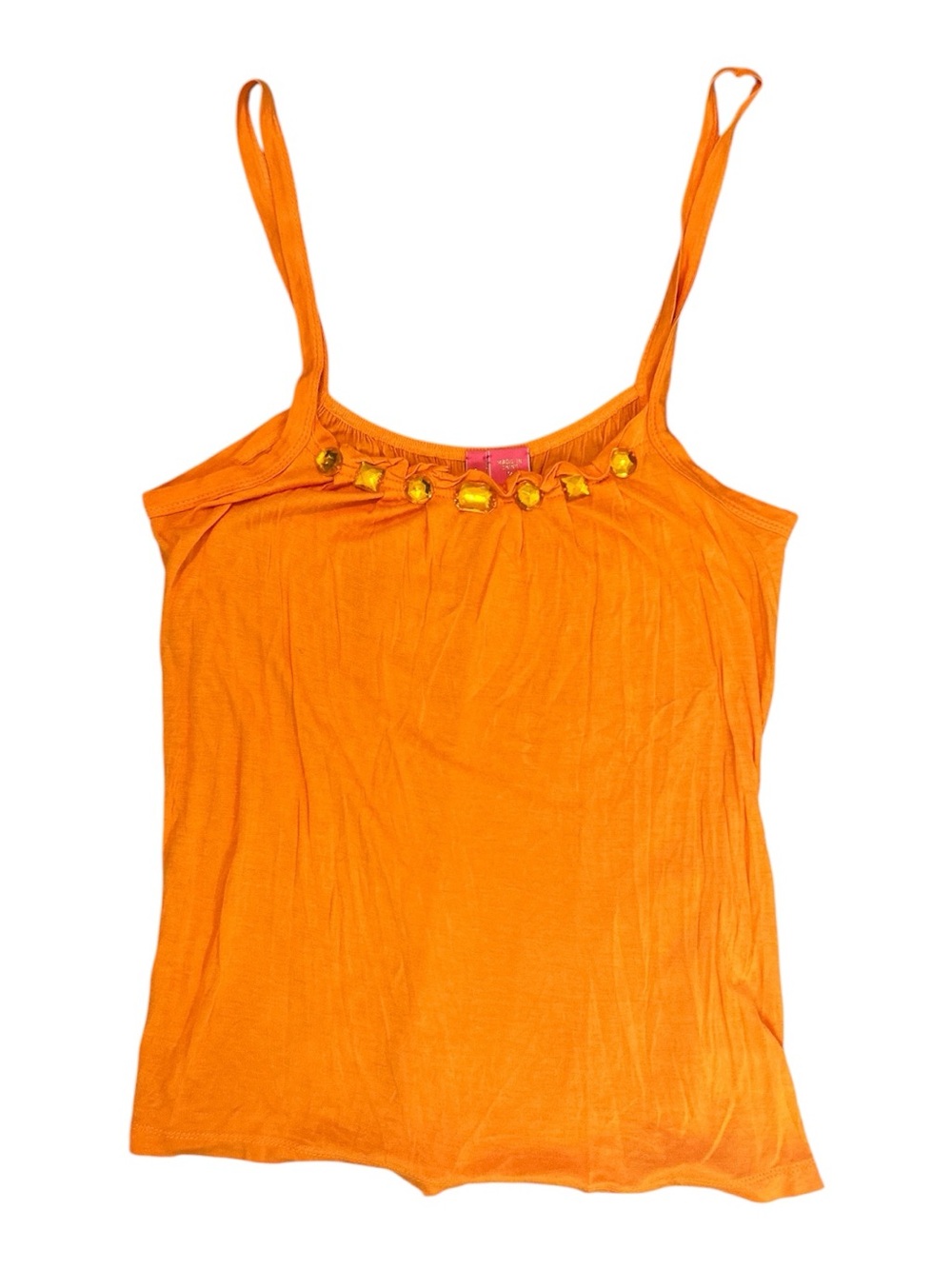 Charlotte Russe Orange Jeweled Embellished Cami Tank Top Women’s M Y2K